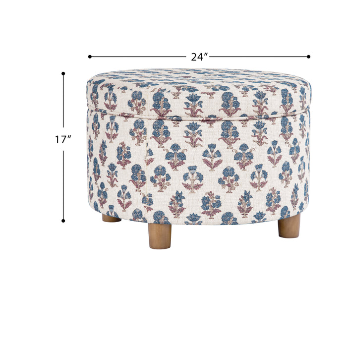 HomePopLargeRoundStorageOttoman-BlueFloralPattern