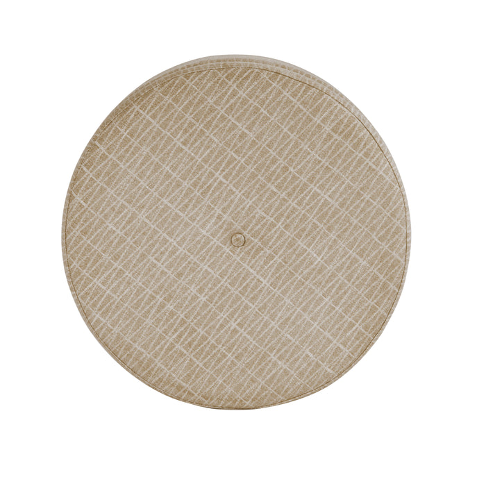 HomePop Large Round Storage Ottoman - Tan Geometric Pattern