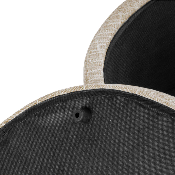 HomePop Large Round Storage Ottoman - Tan Geometric Pattern