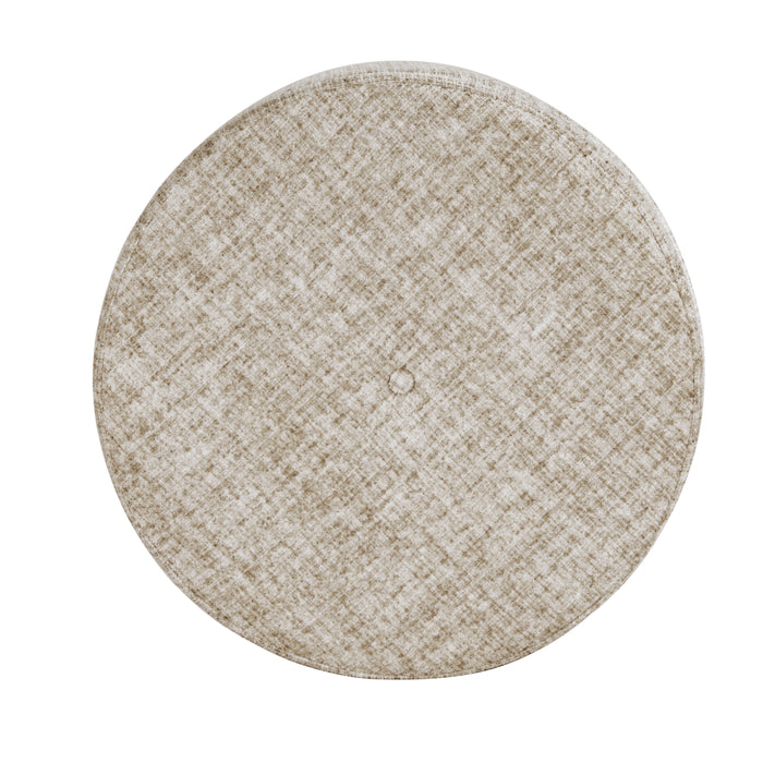 HomePop Large Round Storage Ottoman - Cream Textural Woven