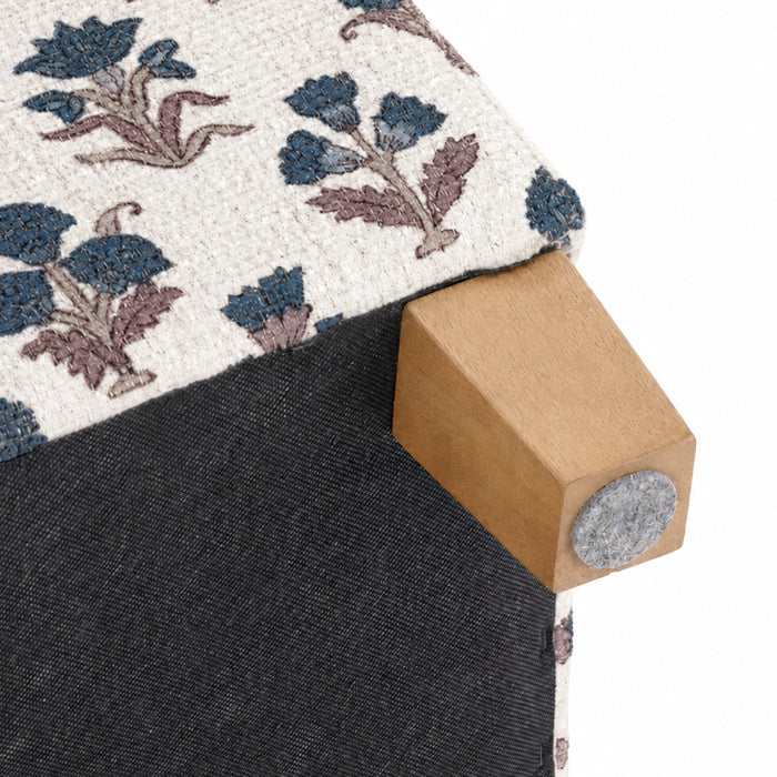 HomePop Square Tufted Storage Ottoman - Blue Floral Pattern