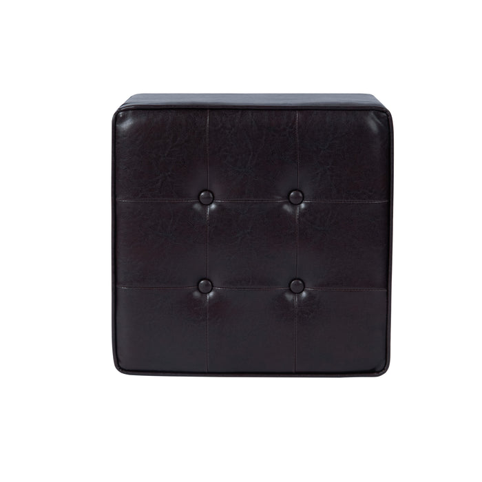Storage Ottoman - Square Tufted Brown Faux Leather