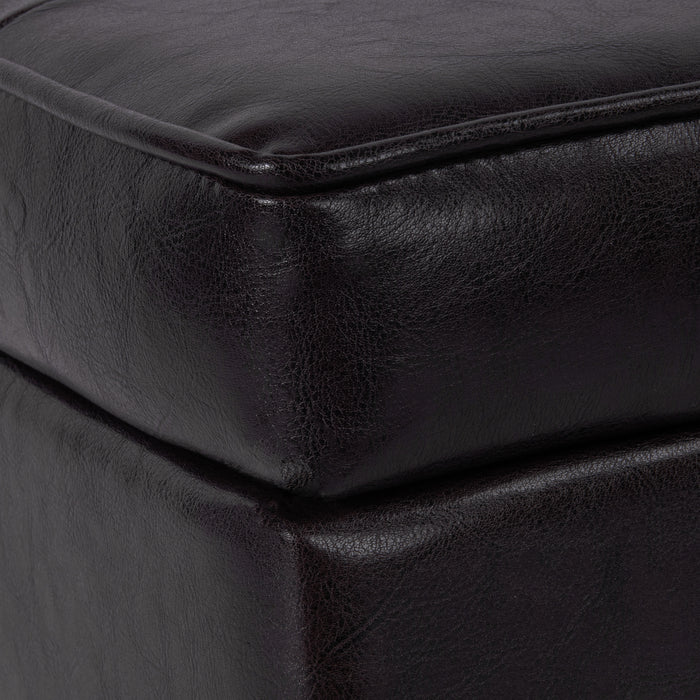 Storage Ottoman - Square Tufted Brown Faux Leather