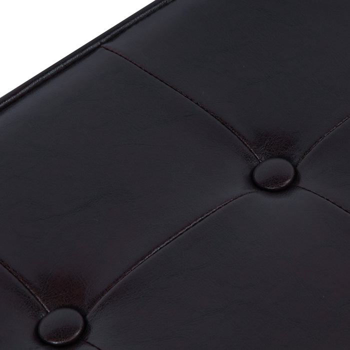 Storage Ottoman - Square Tufted Brown Faux Leather