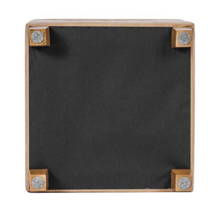HomePop Square Tufted Storage Ottoman - Sand Faux Leather
