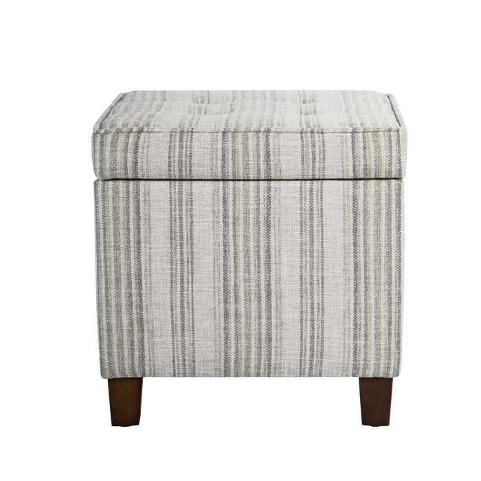 HomePop Square Tufted Storage Ottoman - Gray Striped Pattern