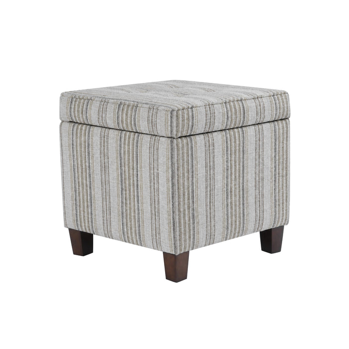 HomePop Square Tufted Storage Ottoman - Gray Striped Pattern