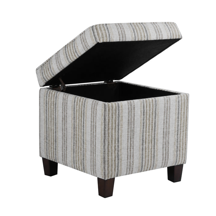 HomePop Square Tufted Storage Ottoman - Gray Striped Pattern