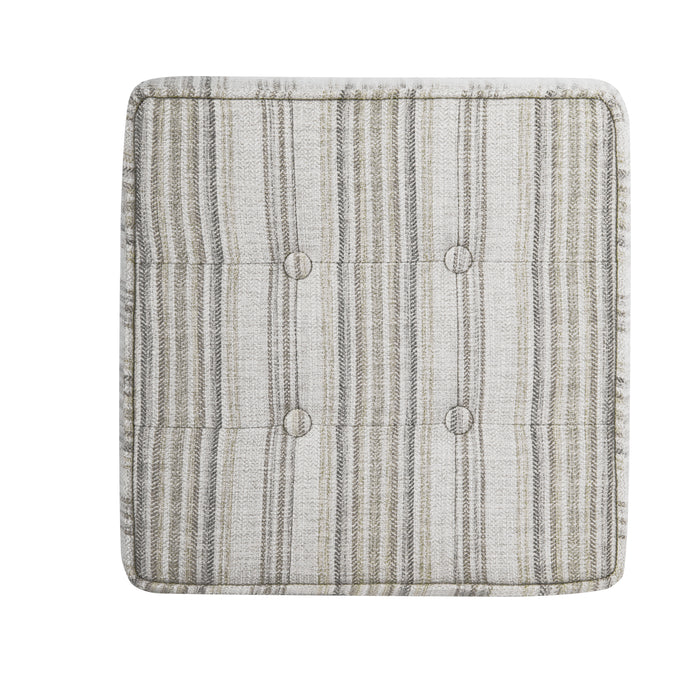 HomePop Square Tufted Storage Ottoman - Gray Striped Pattern