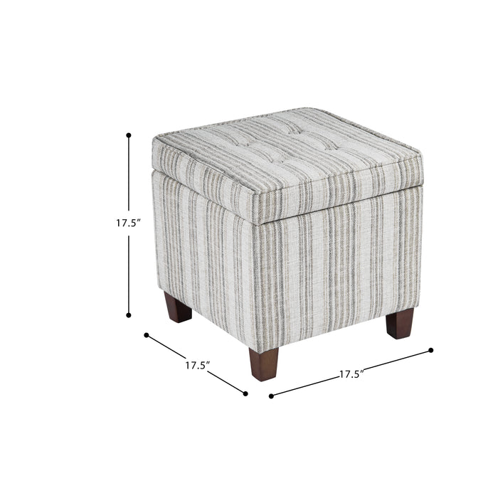 HomePop Square Tufted Storage Ottoman - Gray Striped Pattern