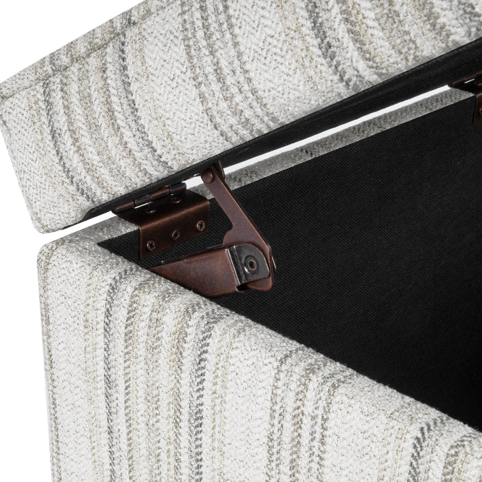HomePop Square Tufted Storage Ottoman - Gray Striped Pattern