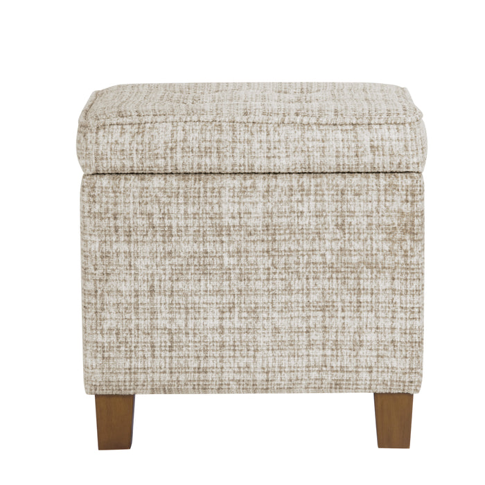 HomePop Square Tufted Storage Ottoman - Cream Textural Woven