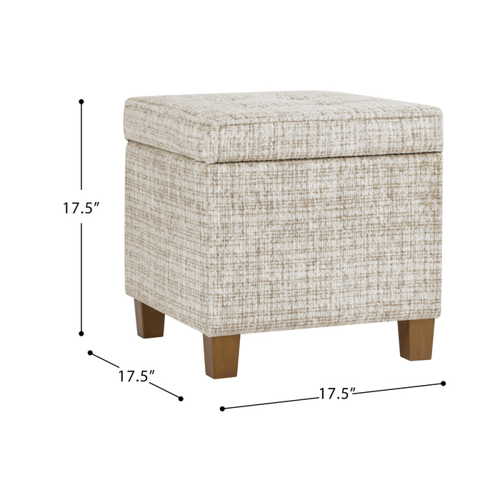 HomePop Square Tufted Storage Ottoman - Cream Textural Woven