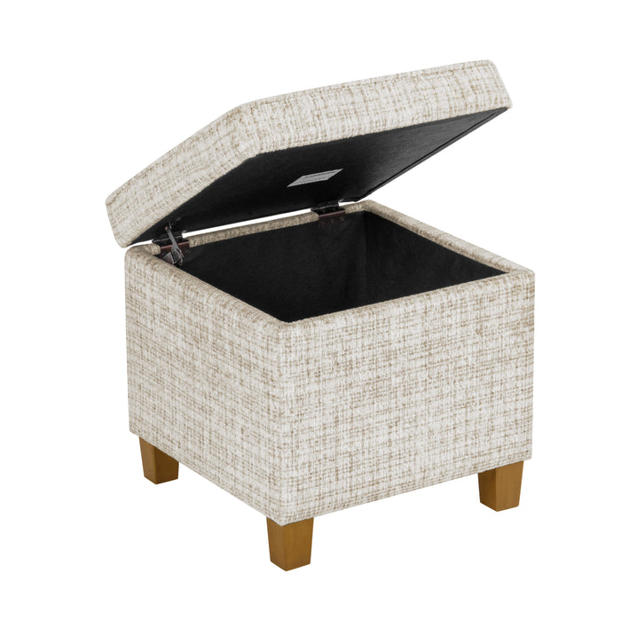 HomePop Square Tufted Storage Ottoman - Cream Textural Woven