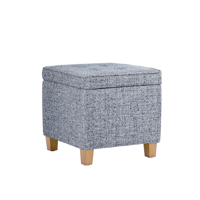 HomePop Square Tufted Storage Ottoman - Blue Gray Woven Fabric