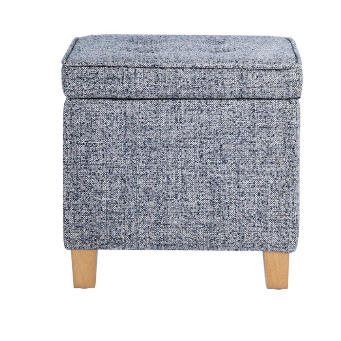 HomePop Square Tufted Storage Ottoman - Blue Gray Woven Fabric