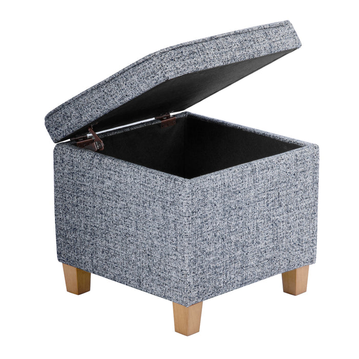 HomePop Square Tufted Storage Ottoman - Blue Gray Woven Fabric