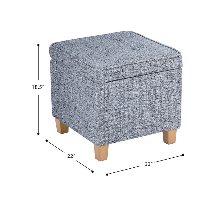 HomePop Square Tufted Storage Ottoman - Blue Gray Woven Fabric