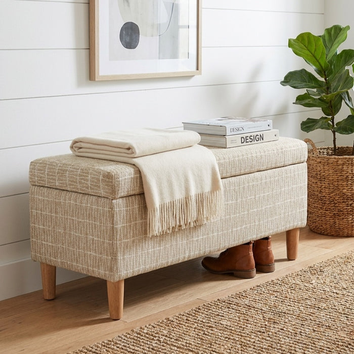 HomePop Malmo Bench - Tan Geometric Pattern