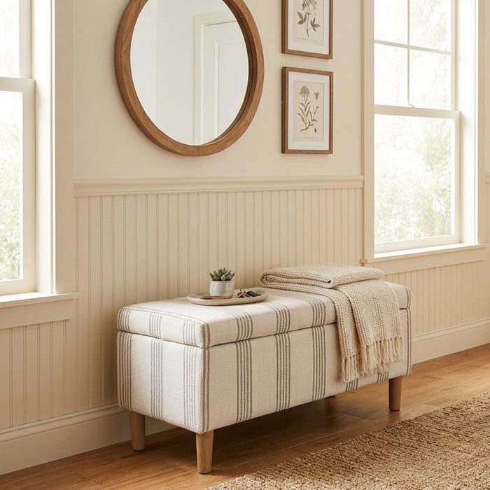 HomePop Malmo Bench - Brown Stripe