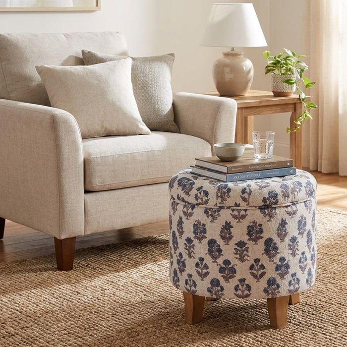 HomePopRoundStorageOttoman-BlueFloralPattern