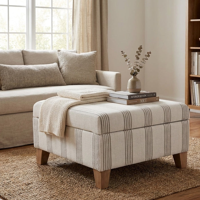 HomePop Harper Luxury Large Storage Ottoman - Brown Stripe