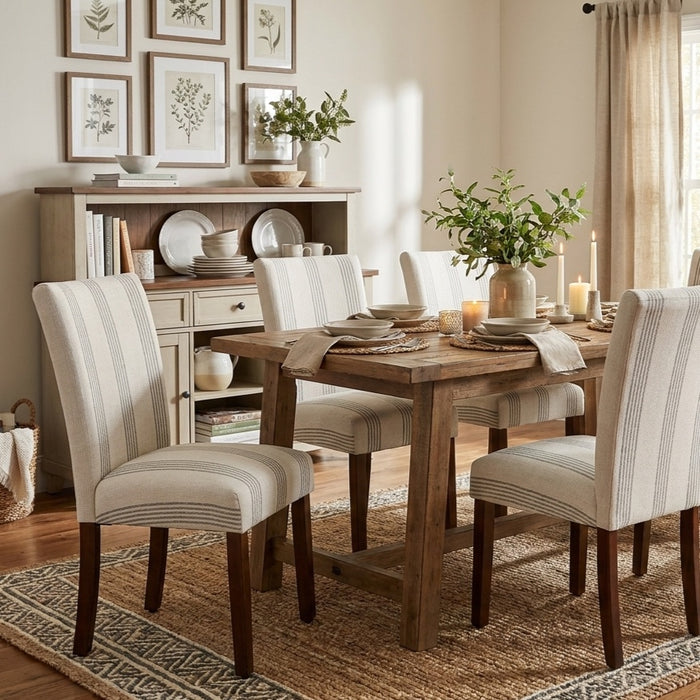 HomePop Classic Parsons Dining Chair- Brown Stripe (pack of 2)