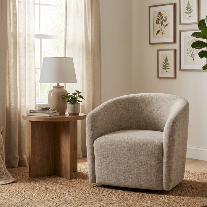 HomePop Nora Upholstered Swivel Accent Chair - Midtone Gray Fabric