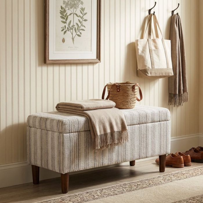 HomePop Malmo Bench - Gray Striped Pattern