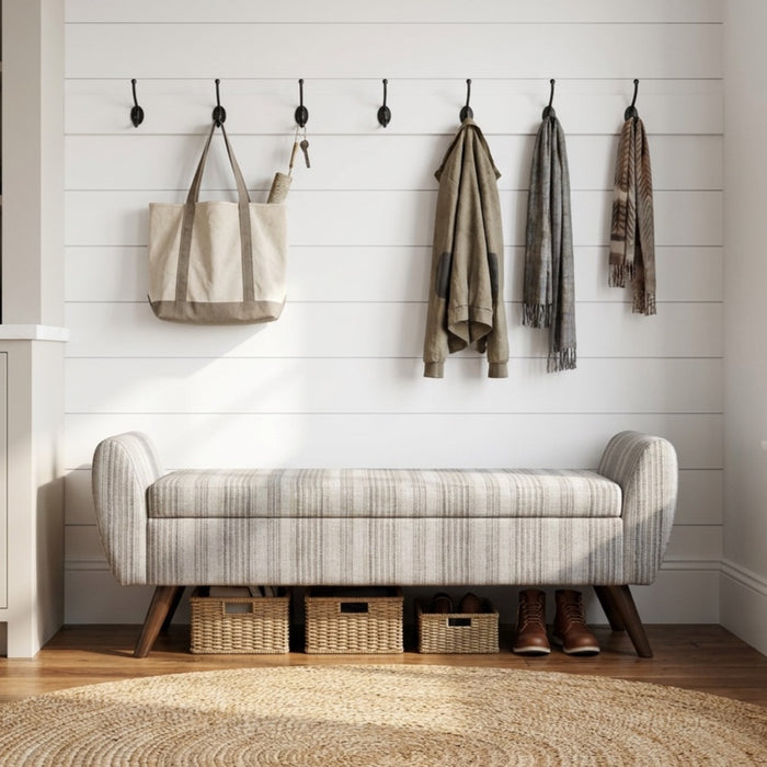 HomePop Modern Storage Bench - Gray Striped Pattern