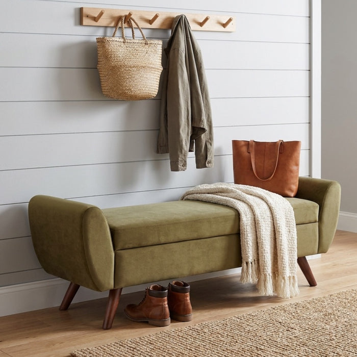 HomePop Modern Storage Bench - Light Sage Green Velvet