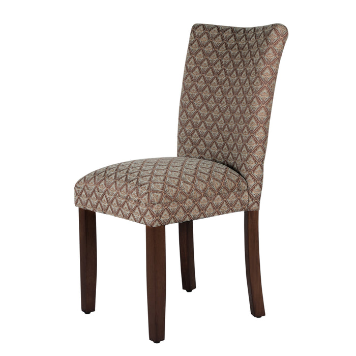 Parsons Dining Chair - Blue and Brown Damask