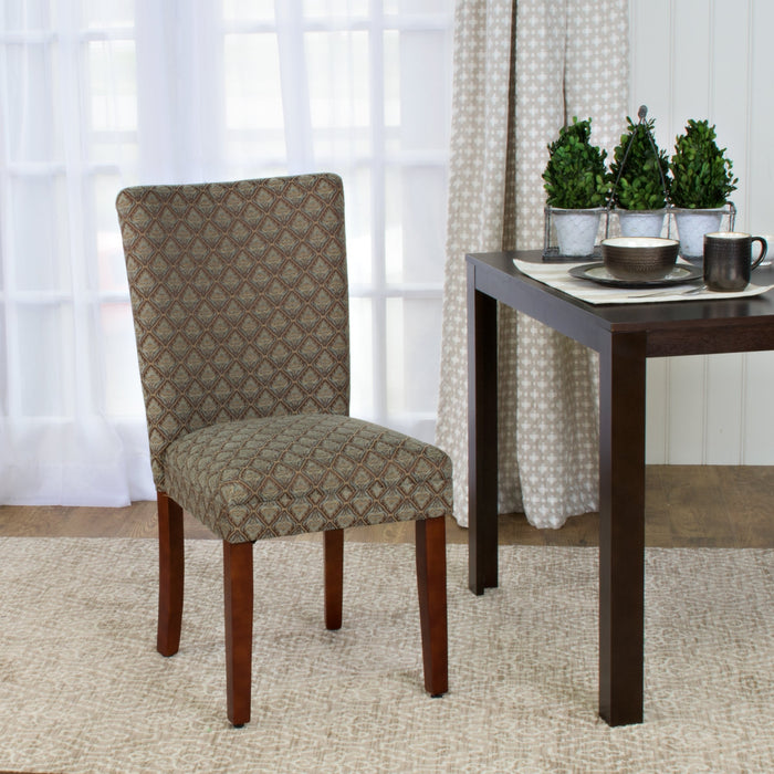 Parsons Dining Chair - Blue and Brown Damask (Single Pack)