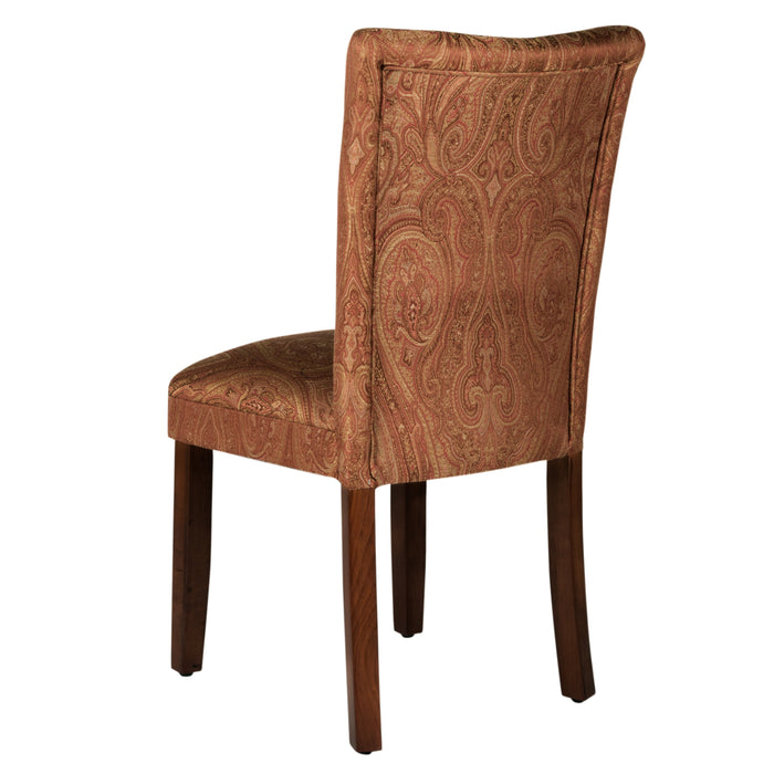 Parsons Dining Chair - Red and Gold Damask