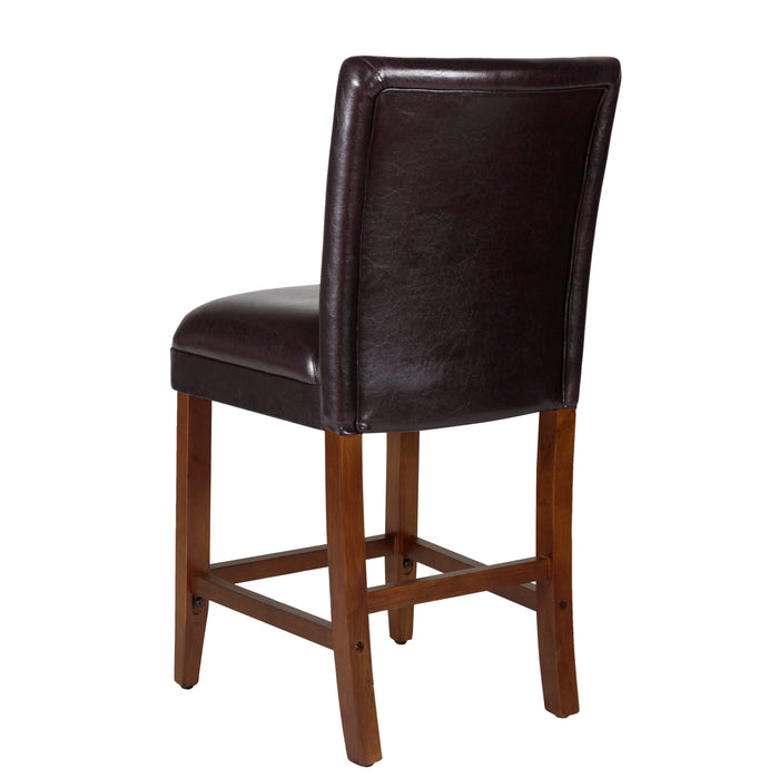 24" Barstool - Luxury Brown Faux Leather