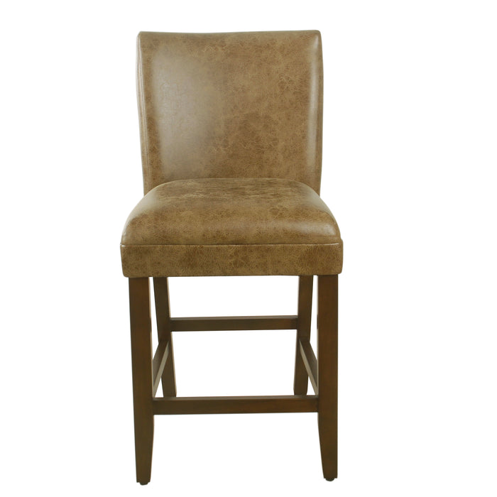 24" Barstool - Distressed Brown Faux Leather