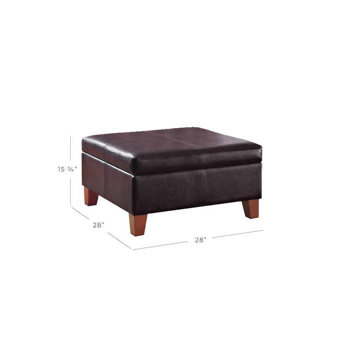 Luxury Large Faux Leather Storage Ottoman - Brown