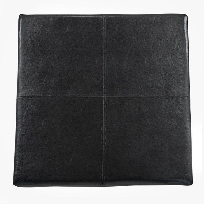 Luxury Large Faux Leather Storage Ottoman - Black