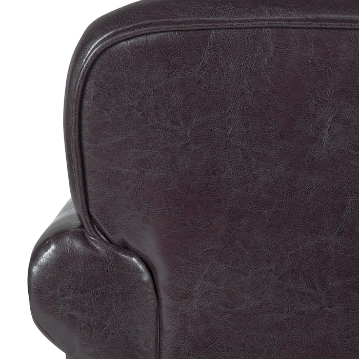 Kids Accent Chair with Rolled Arms - Brown Faux Leather