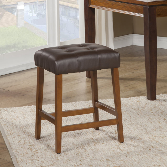 24" Faux Leather Square Counter Stool - Brown