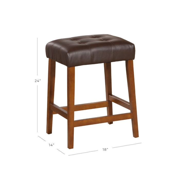 24" Faux Leather Square Counter Stool - Brown