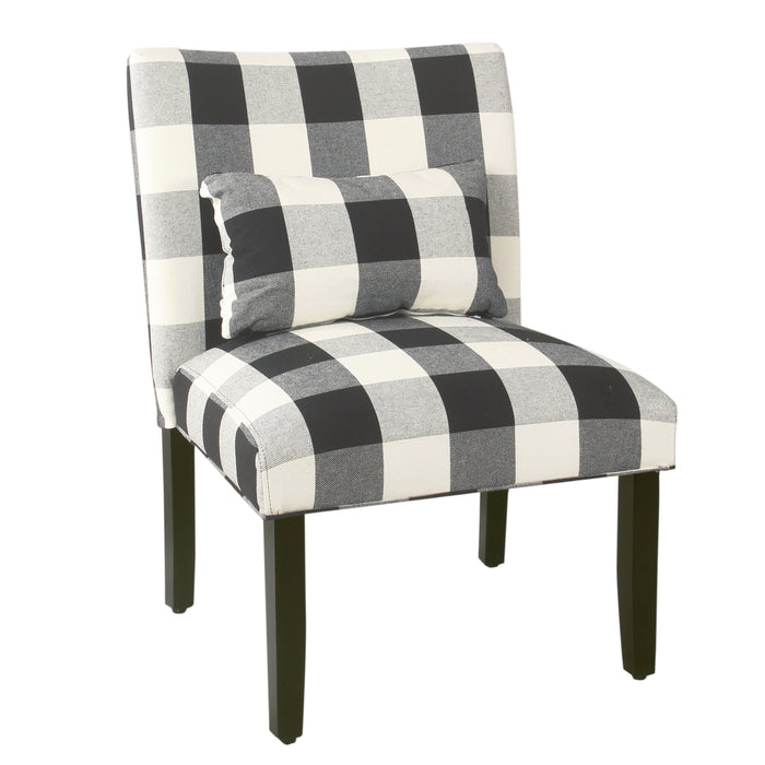 Accent Chair and Pillow - Black Plaid