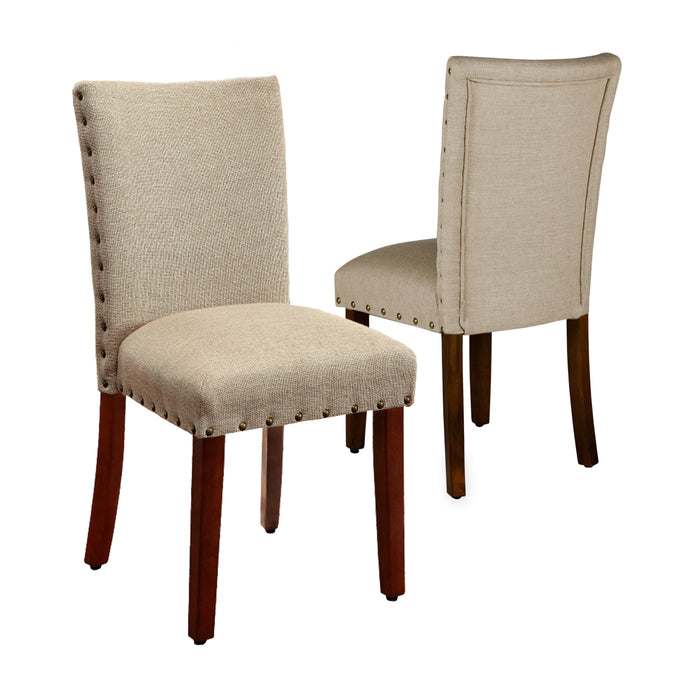Classic Parsons Chair with Nailhead Trim - Tan - Set of 2