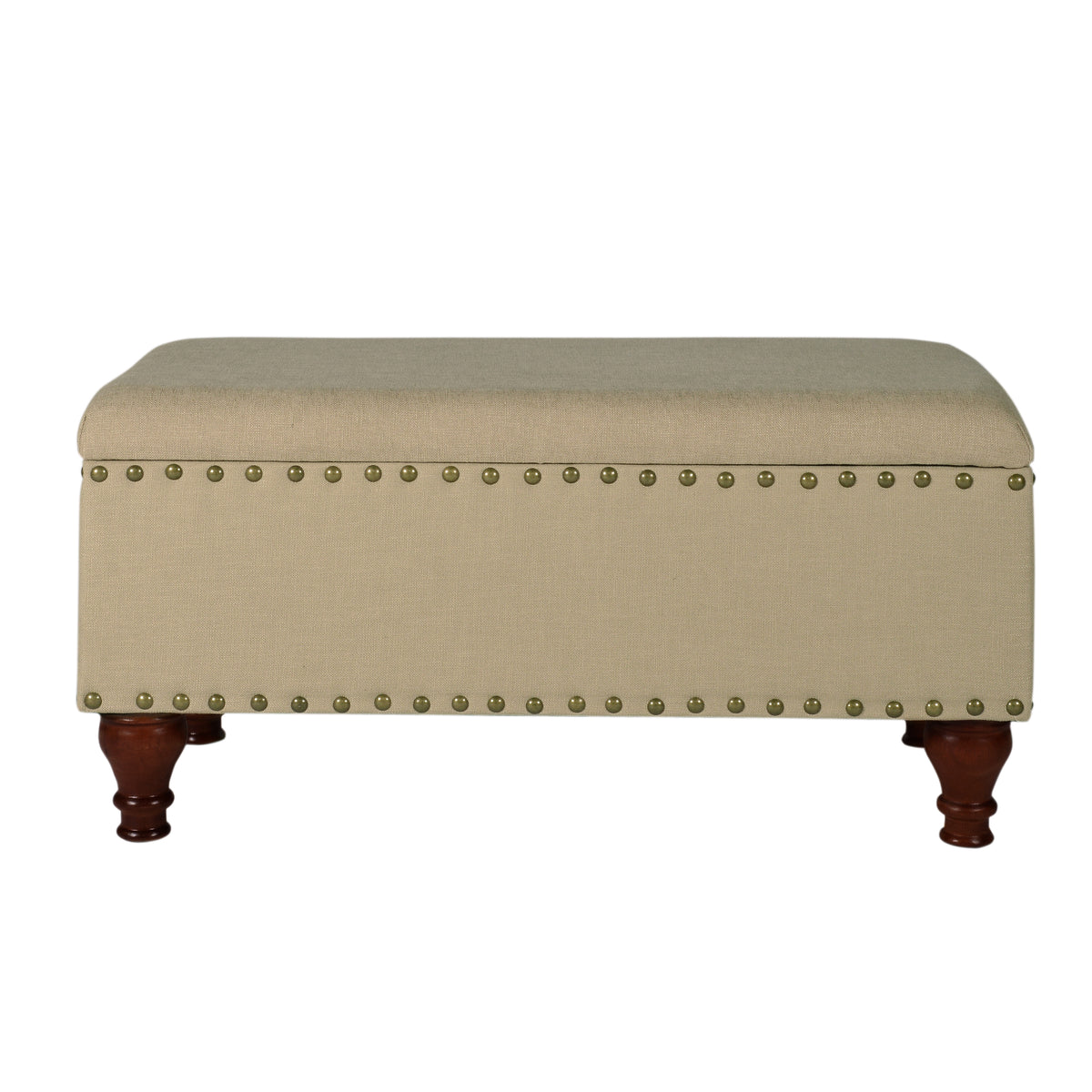 Large Rectangle Storage Bench with Nailhead Trim - Vanilla Linen ...