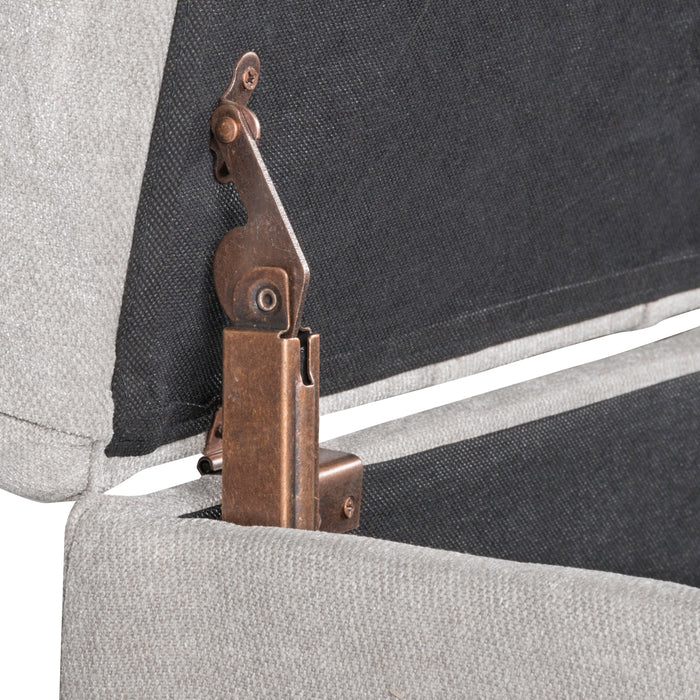 Button Tufted Storage Bench - Textured Gray