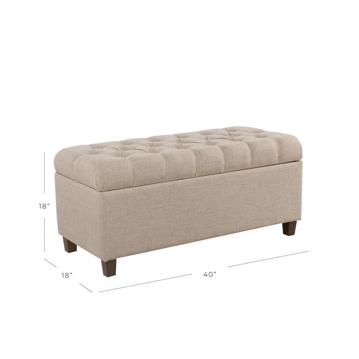 Button Tufted Storage Bench - Textured Tan