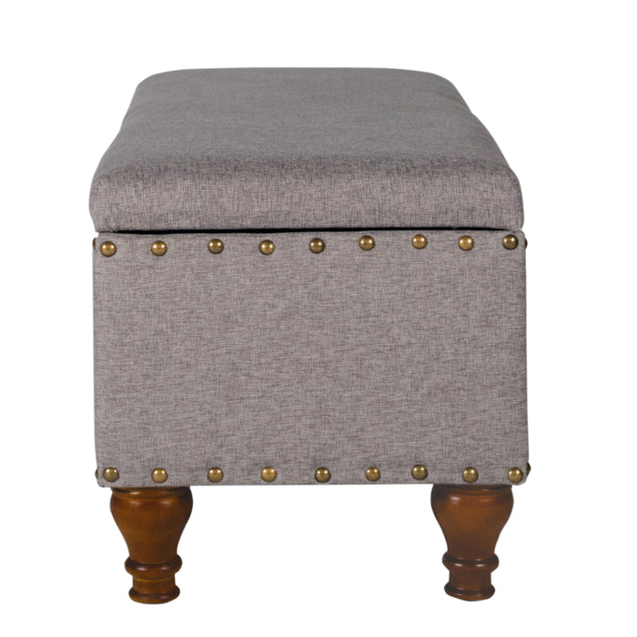 Large Storage bench with Nailhead Trim - Gray Woven