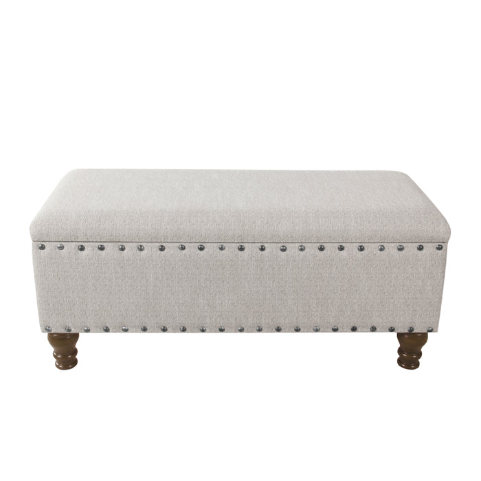 HomePop Large Storage Bench with Nailhead Trim -Gray Woven