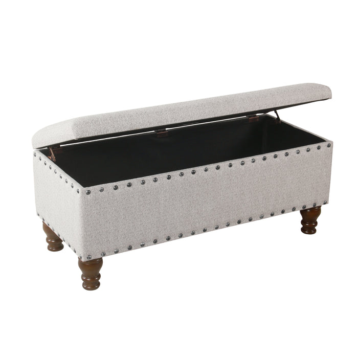 HomePop Large Storage Bench with Nailhead Trim -Gray Woven