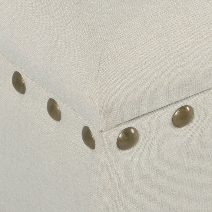 Large Storage Bench with Nailhead Trim - Textured Neutral